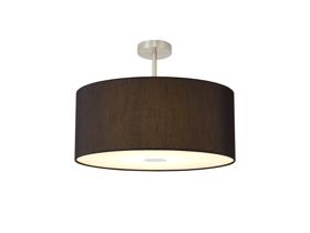 DK0277  Baymont 60cm Semi Flush 1 Light Satin Nickel, Black, Frosted Diffuser